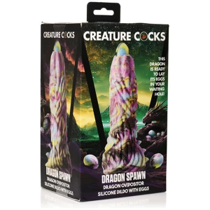 Creature Cocks Dragon Spawn Dragon Ovipositor Silicone Dildo w-Eggs - Multi Color