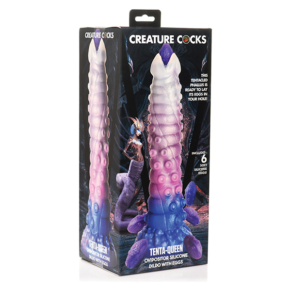 Creature Cocks Tenta-Queen Ovipositor Silicone Dildo w-Eggs - Multi Color