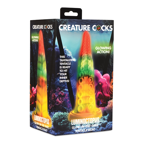 Creature Cocks Luminoctopus Glow-in-the-Dark Tentacle Dildo - Rainbow