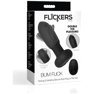 Inmi Bum Flick Flicking & Vibrating Silicone Butt Plug w-Remote - Black