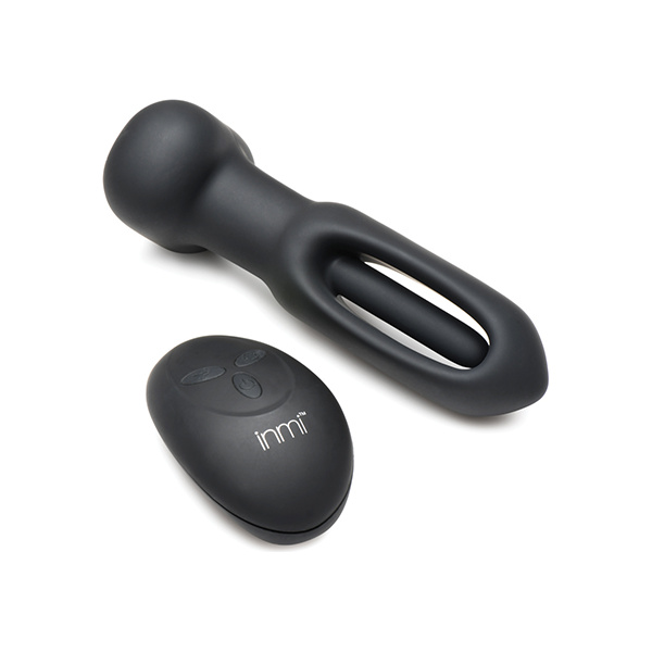 Inmi Bum Flick Flicking & Vibrating Silicone Butt Plug w-Remote - Black - Image 2