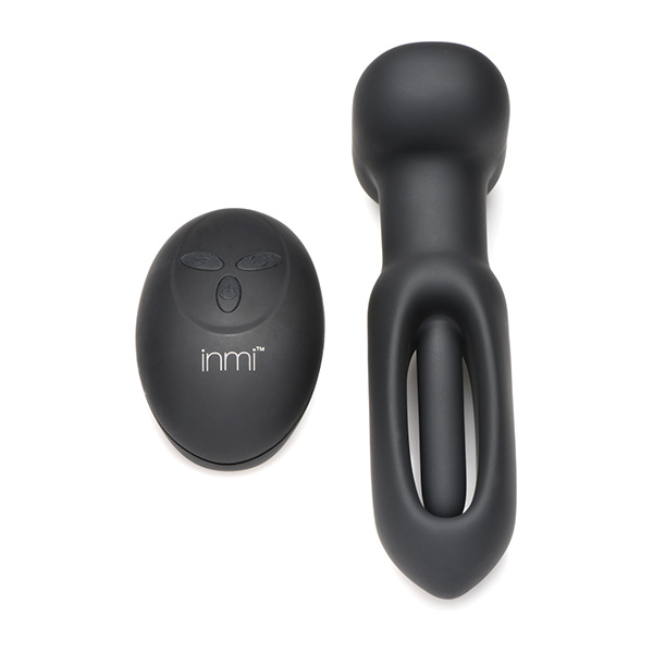 Inmi Bum Flick Flicking & Vibrating Silicone Butt Plug w-Remote - Black - Image 5