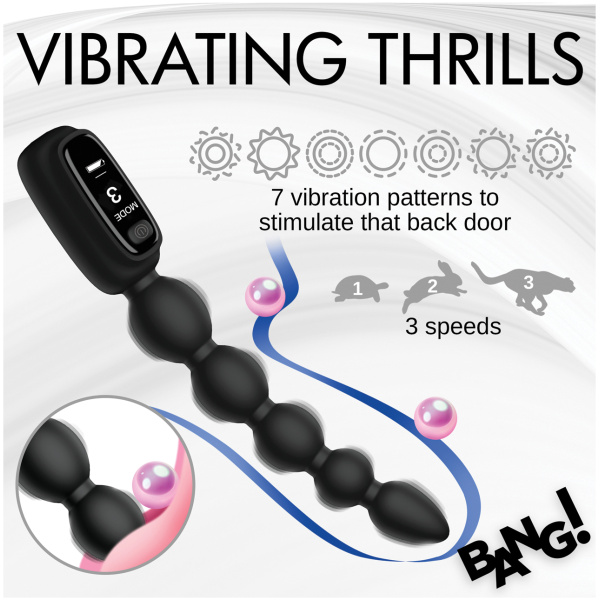 Bang! Digital Silicone Anal Beads - Black - Image 2