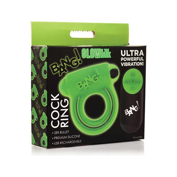 Bang! Glow in the Dark 28X Remote Controlled Cock Ring