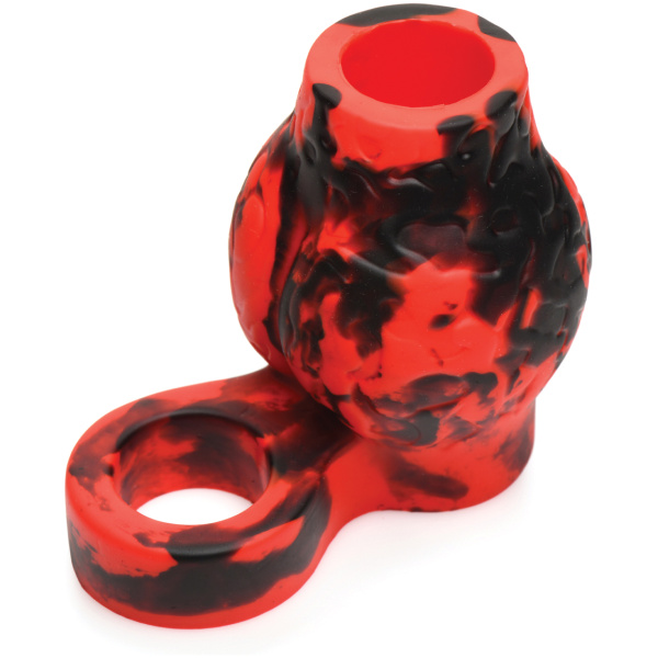 Creature Cocks Hell Bound Penis Sleeve & Ball Stretcher - Red/Black - Image 4