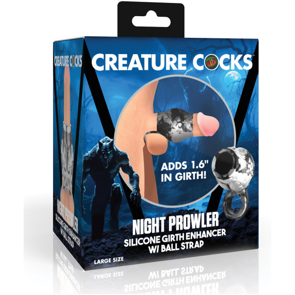 Creature Cocks Night Prowler Silicone Penis Sleeve & Ball Stretcher - Silver/Black