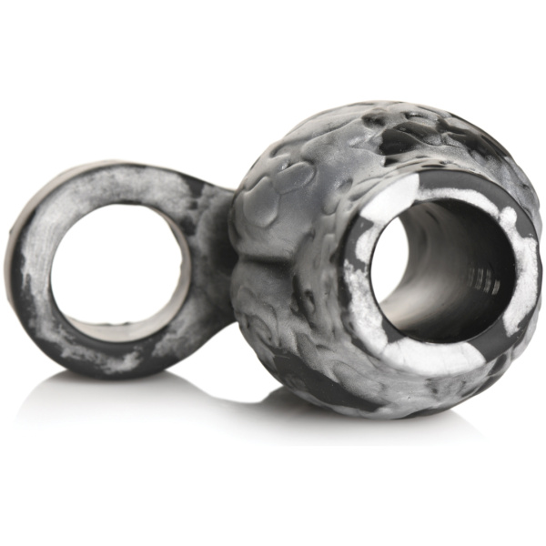 Creature Cocks Night Prowler Silicone Penis Sleeve & Ball Stretcher - Silver/Black - Image 5