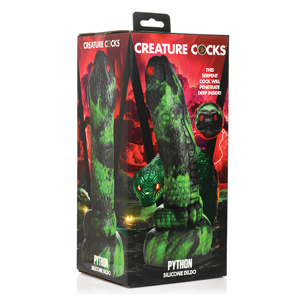 Creature Cocks Python Silicone Dildo - Black-Green