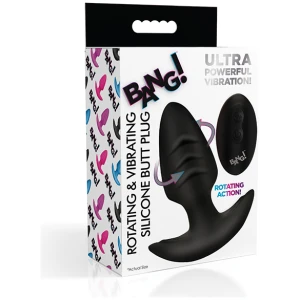 Bang! Rotating & Vibrating Tapered Butt Plug w-Remote - Black