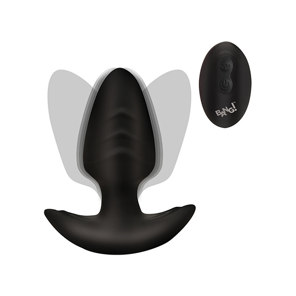 Bang! Rotating & Vibrating Tapered Butt Plug w-Remote - Black - Image 2