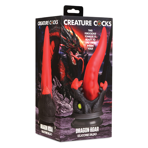 Creature Cocks Dragon Roar Silicone Dildo - Red-Black