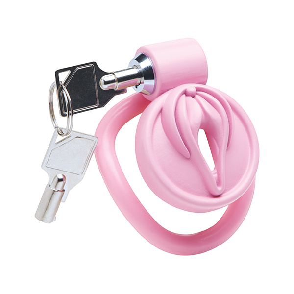 Master Series Pussification Vulva Locking Chastity Cage - Pink