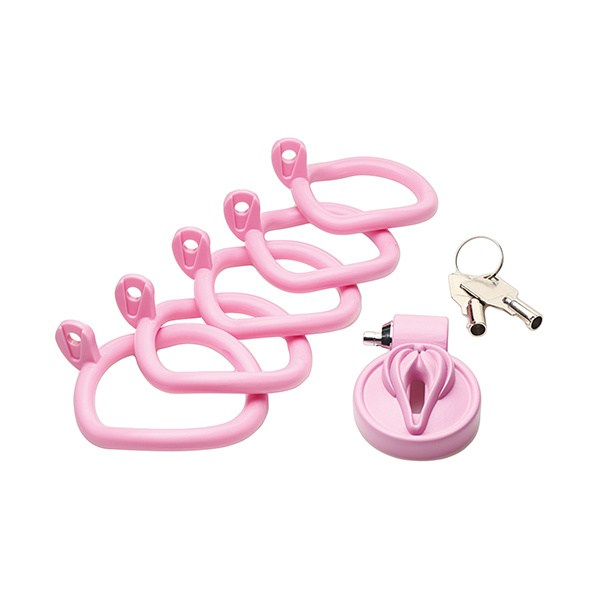 Master Series Pussification Vulva Locking Chastity Cage - Pink - Image 2