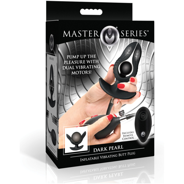 Master Series Dark Pearl Inflatable Vibrating Butt Plug w-Remote Control - Black