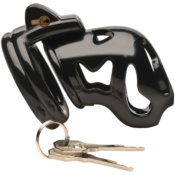 Master Series Hard Stop Double Ring Chastity Cage - Black - Image 3