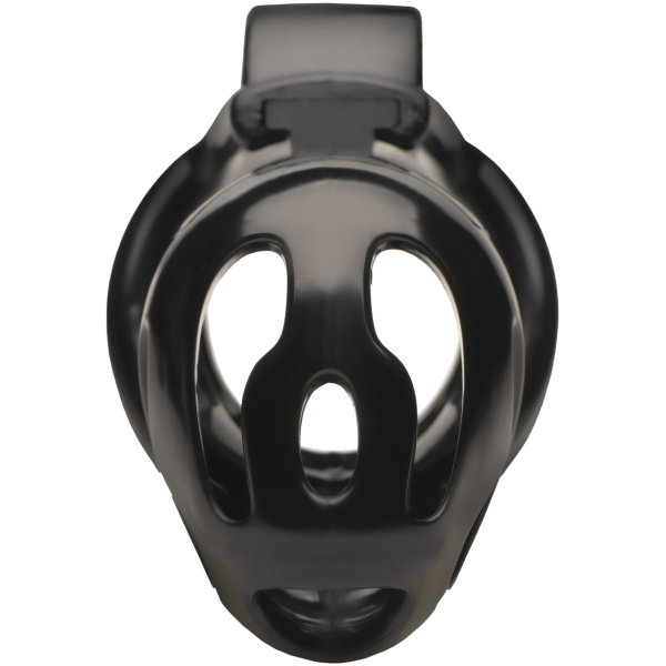 Master Series Hard Stop Double Ring Chastity Cage - Black - Image 4