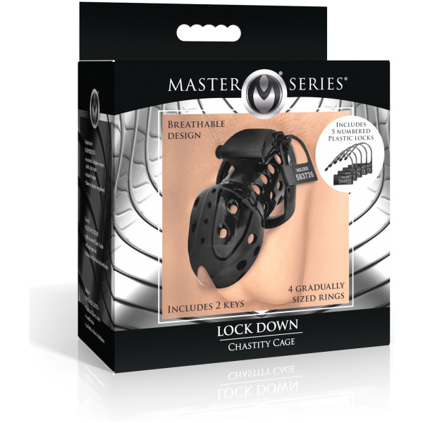 Master Series Lock Down Chastity Cage - Black