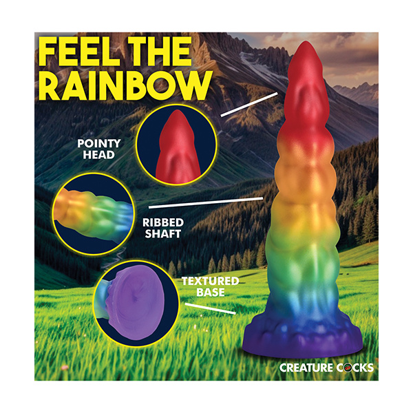 Creature Cocks Magic Rider Unicorn Silicone Dildo - Rainbow - Image 4