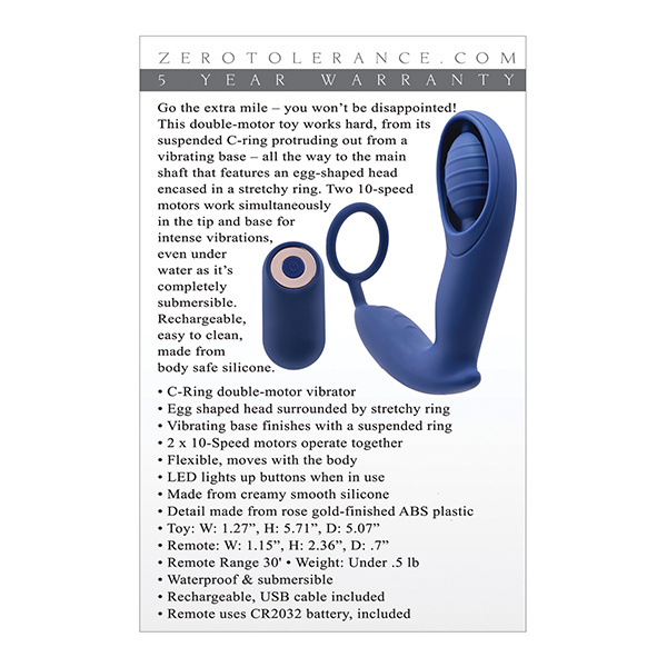 Zero Tolerance Extra Mile C Ring Vibrator - Blue - Image 5