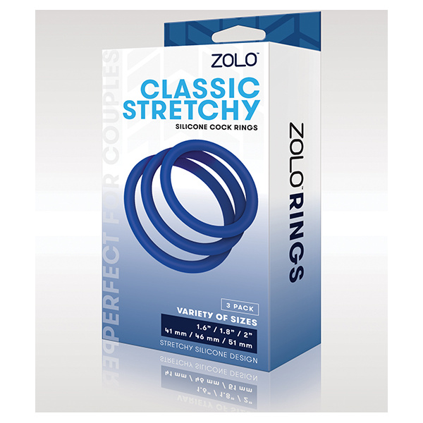 ZOLO Stretchy Silicone Cock Rings - Blue