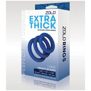 ZOLO Extra Thick Silicone Cock Rings - Blue Pack of 3
