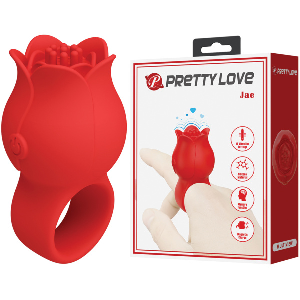 Pretty Love Jae Floral Ring Finger Vibrator - Red