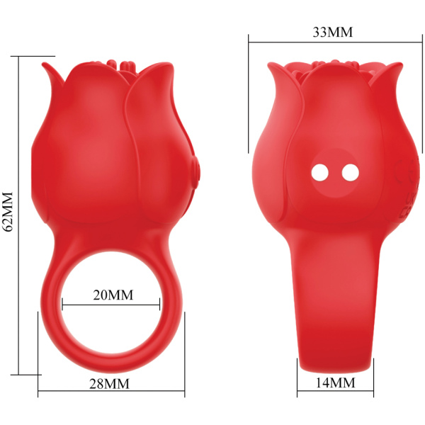 Pretty Love Jae Floral Ring Finger Vibrator - Red - Image 3