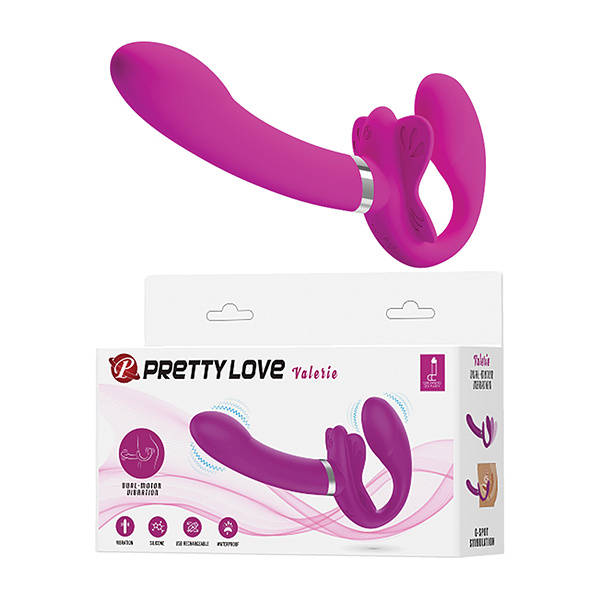 Pretty Love Valerie Vibrating Strapless Strap On - Fuchsia