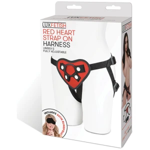 Lux Fetish Red Heart Strap On Harness Set
