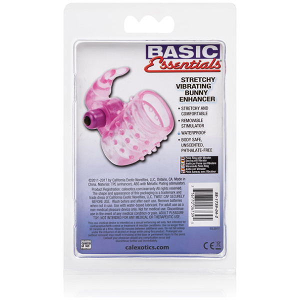 Basic Essentials Stretchy Vibrating Bunny Enhancer - Pink - Image 5